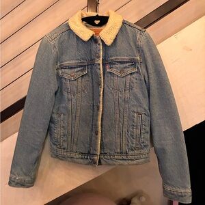 Levi's Blue Denim Jacket with Sherpa Collar